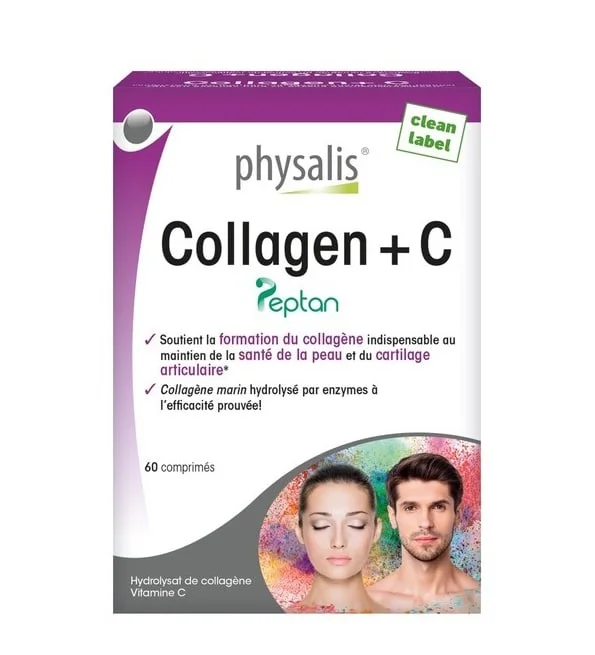 physalis-collagene-c-peptan-60-comprimes.jpg Boîte violette Physalis Collagen + C Peptan 60 comprimés clean label