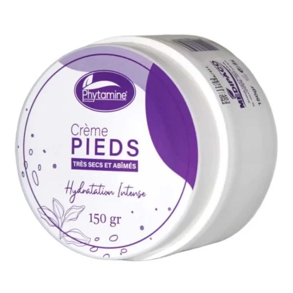 Pot violet et blanc Phytamine crème pieds hydratation intense 150 g