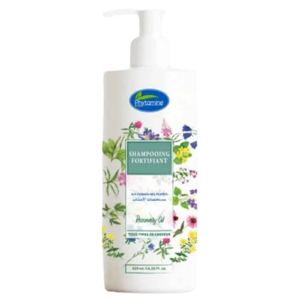 phytamine-shampoing-fortifiant-420ml.jpg Flacon blanc fleuri Phytamine shampooing fortifiant au romarin 420 ml