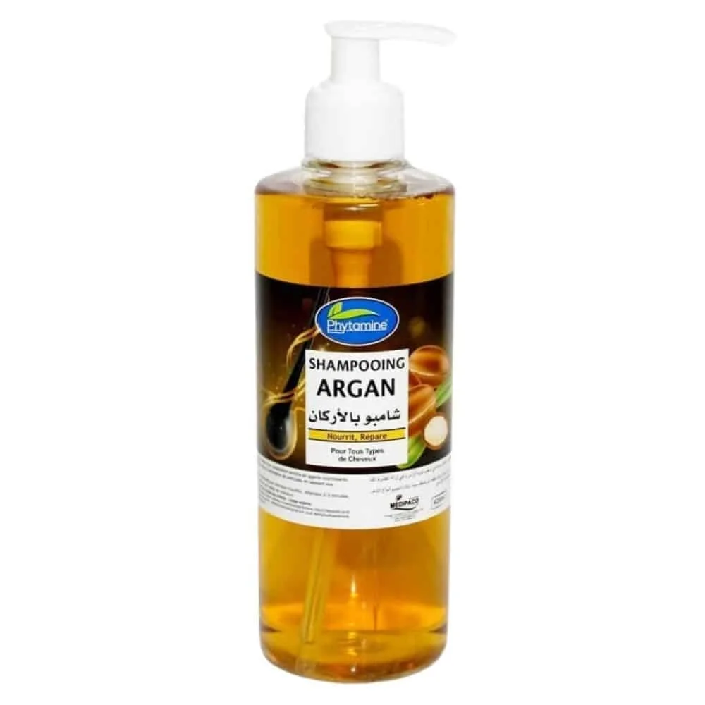 phytamine-shampoing-nourrissant-argan-420ml.jpg Flacon pompe ambré Phytamine shampooing argan tous types de cheveux
