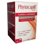 Boîte rouge et blanche Phytocapill, gélules pour cheveux fragiles et ongles cassants.