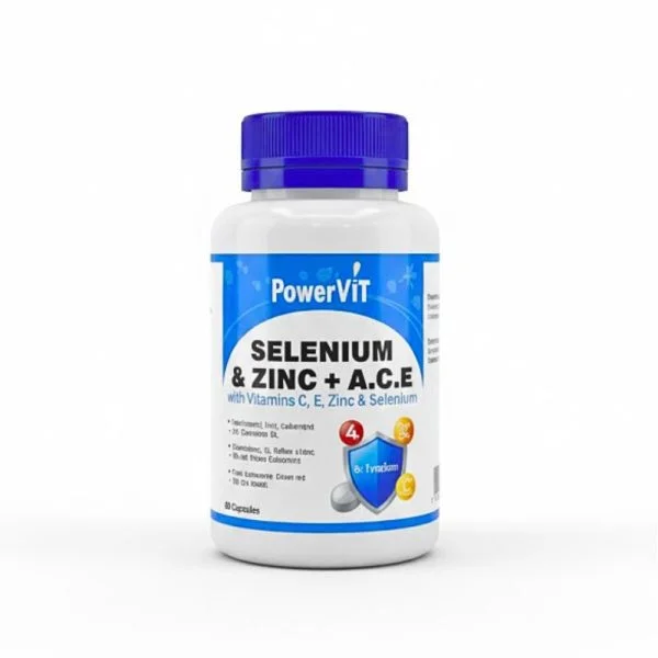 Flacon blanc et bleu PowerVIT Sélénium Zinc A.C.E 60 capsules