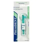 Brosse verte pour prothèse dentaire President sous blister vert et bleu