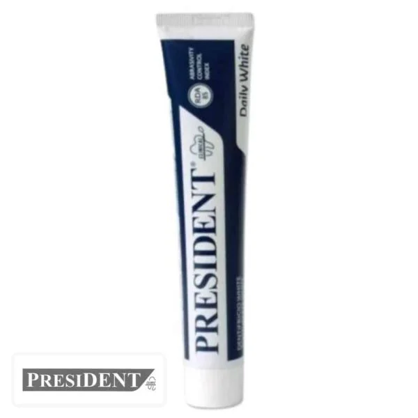 Tube bleu nuit du dentifrice President Daily White blancheur