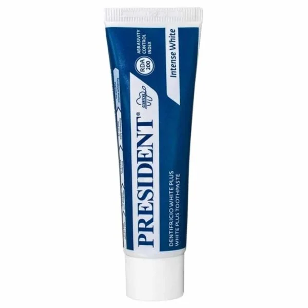 Tube bleu du dentifrice President Intense White blancheur