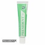 Tube President Strong Fix, crème adhésive dentaire verte, emballage blanc