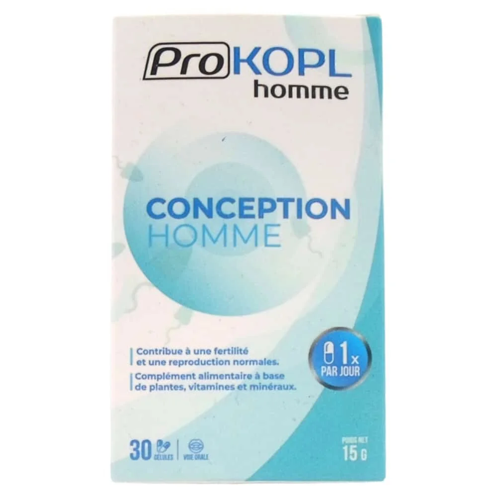 prokopl-homme-conception-30-gelules.jpg Étui blanc et bleu Prokopl Homme Conception, 30 gélules, 15 g