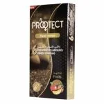 Boîte noire et dorée Prootect préservatifs nervurés, plaisir intense, arôme fruits