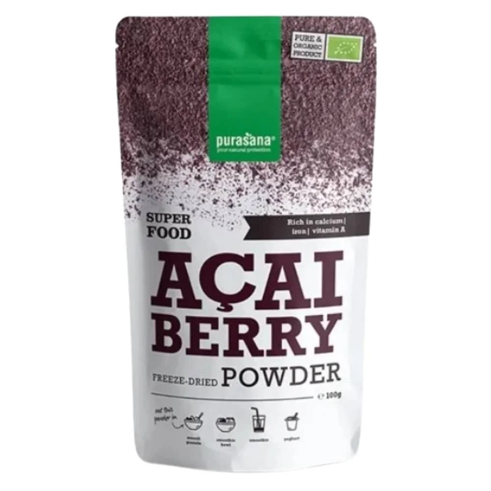purasana-super-food-baies-d-acai-poudre-bio-100g.jpg Sachet pourpre Purasana poudre de baies d'açaï bio 100 g