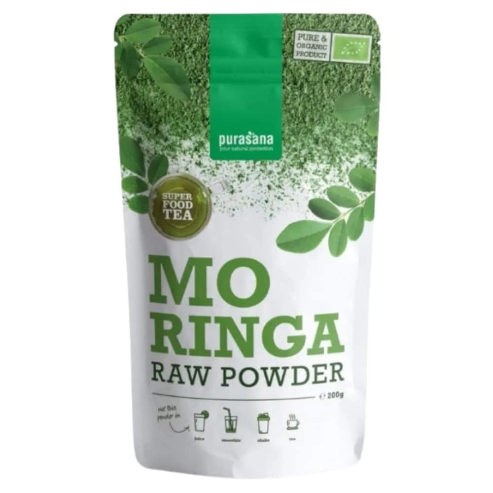 purasana-super-food-tea-moringa-poudre-bio-200g.jpg Sachet vert Purasana poudre de moringa crue bio 200 g