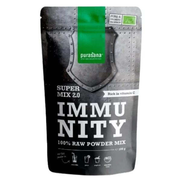 Sachet noir Purasana Super Mix 2.0 Immunity poudre bio 100 g