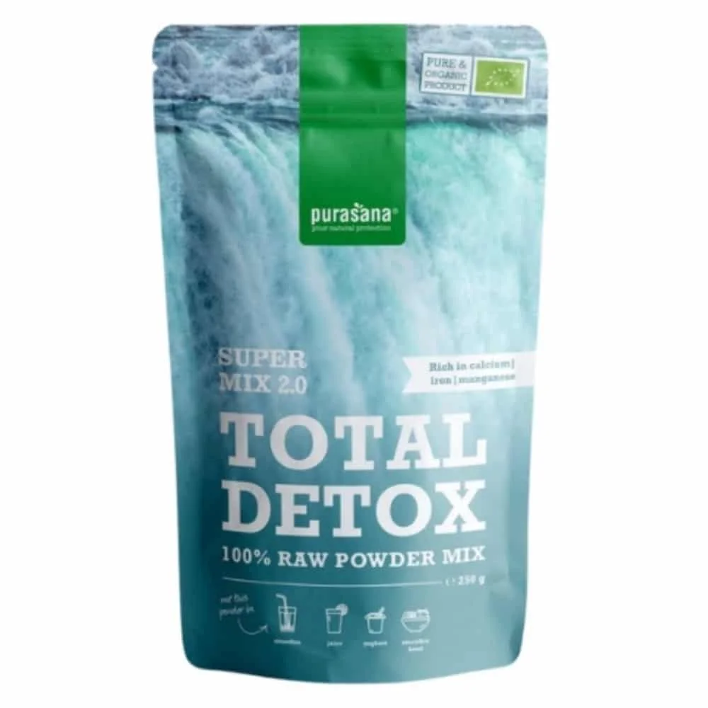 purasana-super-mix-20-total-detox-poudre-bio-250g.jpg Sachet turquoise Purasana Super Mix 2.0 Total Detox 250 g