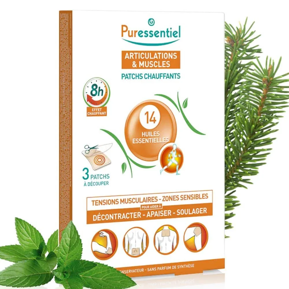 puressentiel-articulations-et-muscles-patchs-chauffants-3u.jpg Boîte blanche et orange Puressentiel patchs chauffants Articulations & Muscles, 3 patchs