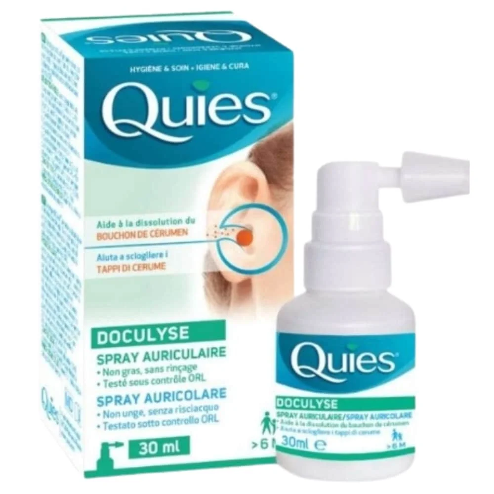 quies-doculyse-anti-bouchon-de-cerumen-30ml.jpg Étui et flacon pompe Quies Doculyse spray auriculaire 30 ml