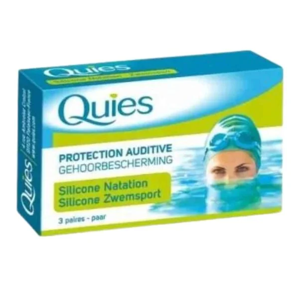 Boîte Quies silicone natation trois paires, nageuse en bonnet de bain