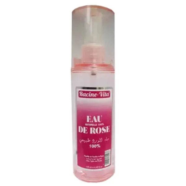 Flacon spray transparent d'eau de rose naturelle Racine-Vita 125 ml