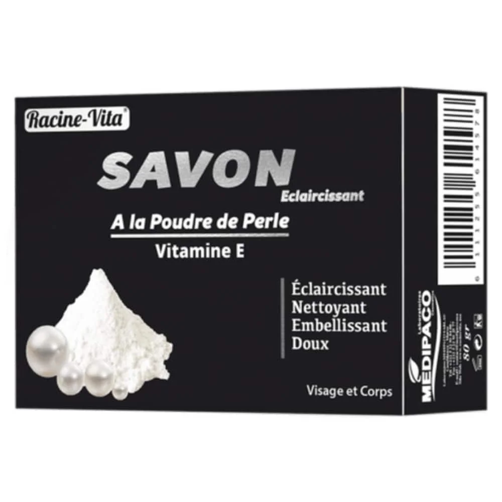 racine-vita-savon-eclaicissant-poudre-de-perle-vitamine-e-80g.jpg Étui noir savon éclaircissant Racine-Vita poudre de perle et vitamine E