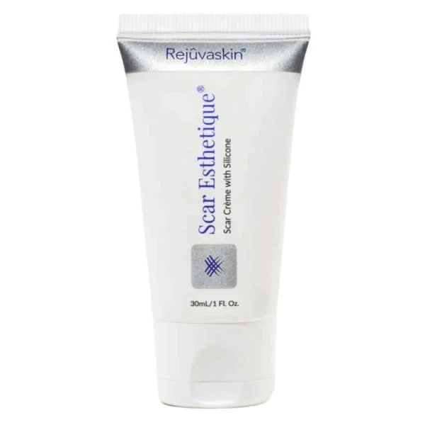 Tube blanc nacré Rejuvaskin Scar Esthetique crème au silicone 30 ml