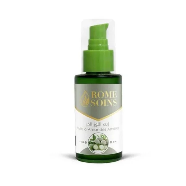 Flacon vert 60 ml Rome Soins huile d'amandes amères, pompe verte