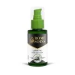 Flacon vert 60 ml Rome Soins huile de cade, étiquette noire, pompe verte