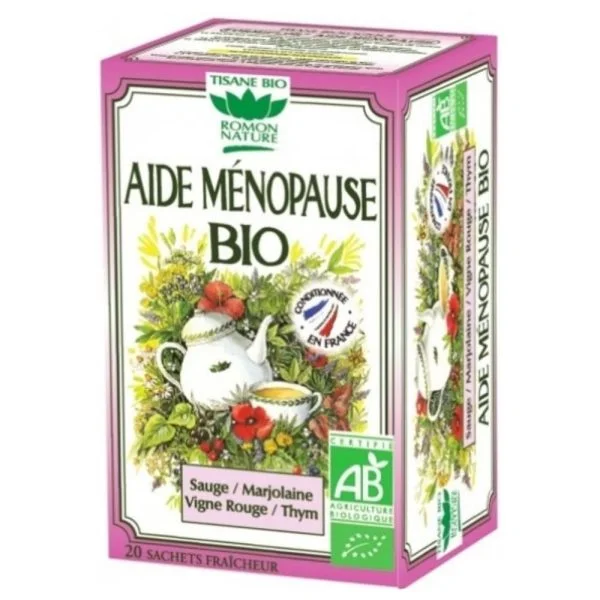 Romon Nature Tisane Aide Ménopause Sauge, Marjolaine, Vigne Rouge Et Thym Sachets Bio 20u
