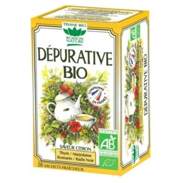 Romon Nature Tisane Dépurative Thym, Marjolaine, Romarin Et Radis Noir Sachets Bio 20u