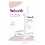 Flacon blanc Saforelle Soin Lavant Fraîcheur 2 en 1 et son étui rose