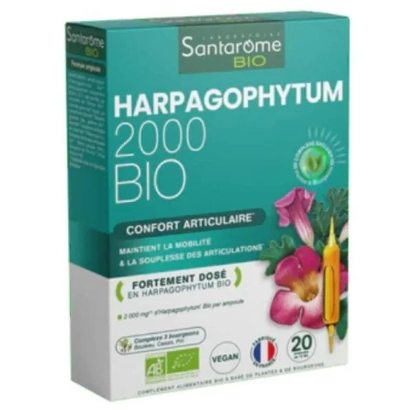 Boîte verte Santarome Bio Harpagophytum 2000 confort articulaire, 20 ampoules