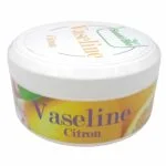 Pot blanc de vaseline au citron Santé Bio avec étiquette jaune agrume