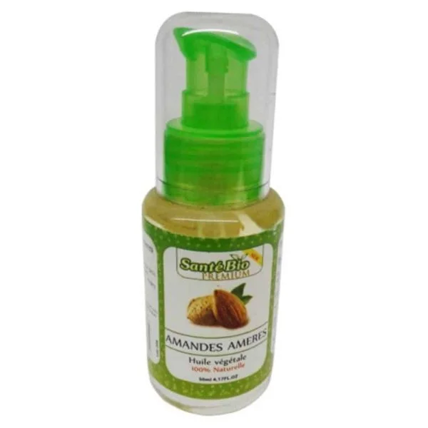 Flacon pompe transparent d'huile d'amandes amères Santé Bio Premium 50 ml