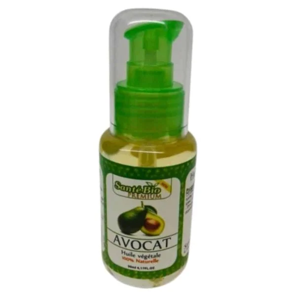 Flacon pompe transparent d'huile végétale d'avocat Santé Bio Premium 50 ml
