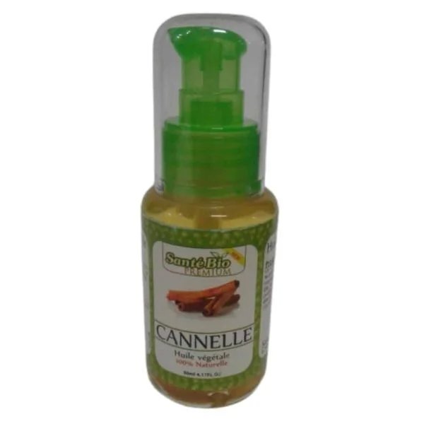 Flacon pompe transparent d'huile végétale de cannelle Santé Bio Premium 50 ml