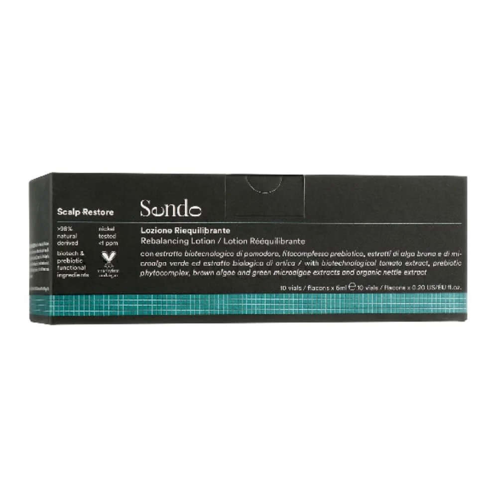 sendo-lotion-reequilibrante-10x6ml.jpg Étui noir et vert Sendo Scalp Restore, lotion rééquilibrante dix flacons