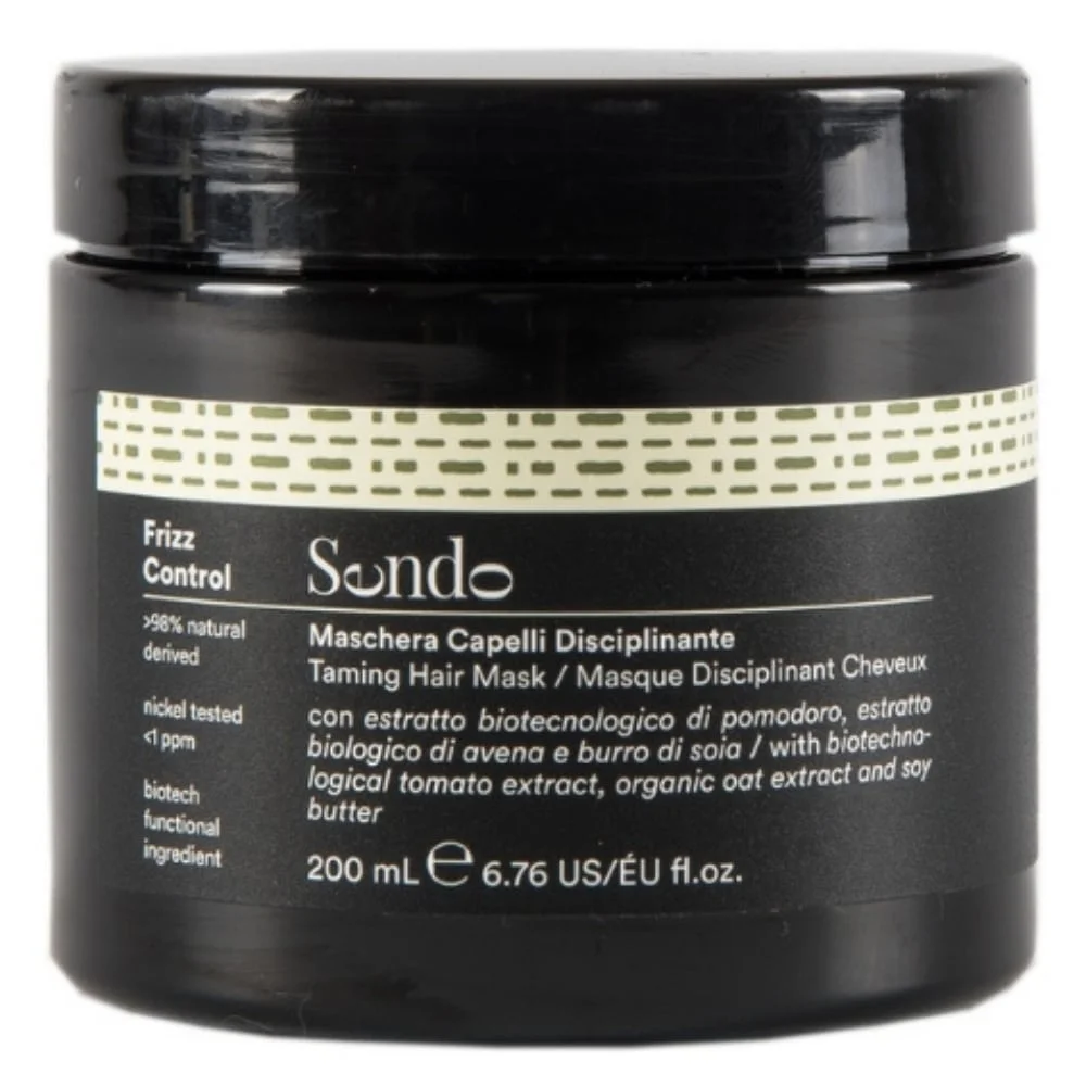 sendo-masque-disciplinant-cheveux-200ml.jpg Pot noir à bandeau vert Sendo Frizz Control, masque disciplinant 200 ml