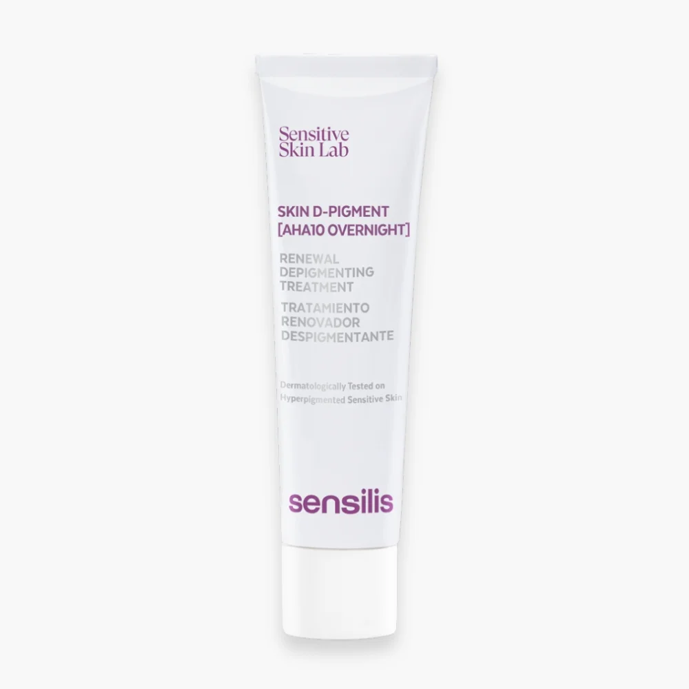 sensilis-skin-d-pigment-aha10-overnight-traitement-depigmentant-renovateur-30ml.jpg Tube blanc et lilas Sensilis Skin D-Pigment AHA10 Overnight, soin de nuit 30 ml