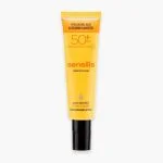Tube jaune Sensilis Sun Secret Fluid Color SPF50+, fluide solaire teinté visage