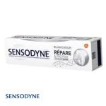 Étui blanc et argenté du dentifrice Sensodyne Blancheur Répare et Protège 75 ml