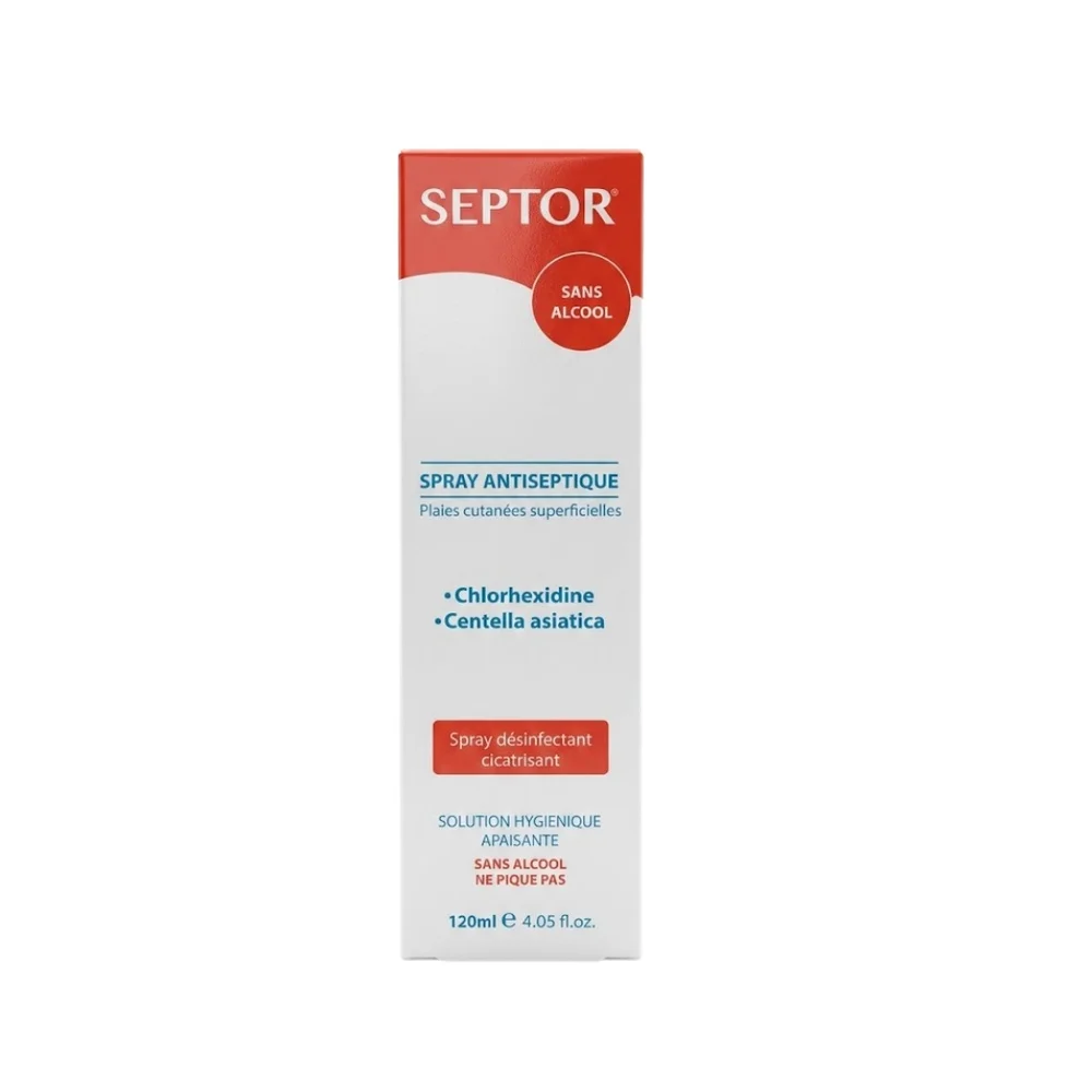 septor-spray-antiseptique-120ml.jpg Étui rouge et blanc du spray antiseptique Septor 120 ml sans alcool