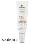 Tube blanc Sesderma Repaskin fluide invisible SPF50 visage 50 ml