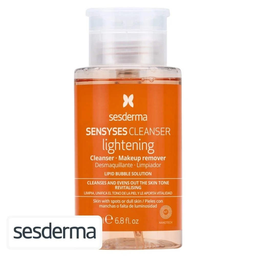 sesderma-sensyses-demaquillant-revitalisant-unifiant-200ml.jpg Flacon pompe orange Sesderma Sensyses Cleanser Lightening démaquillant 200 ml
