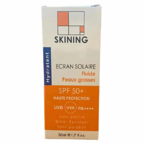 Skining Écran Solaire Fluide Invisible Hydratant Peau Grasse SPF50+ 50ml