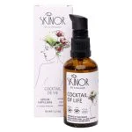 Flacon pompe ambré et étui Skinor Cocktail of Life sérum capillaire 50 ml