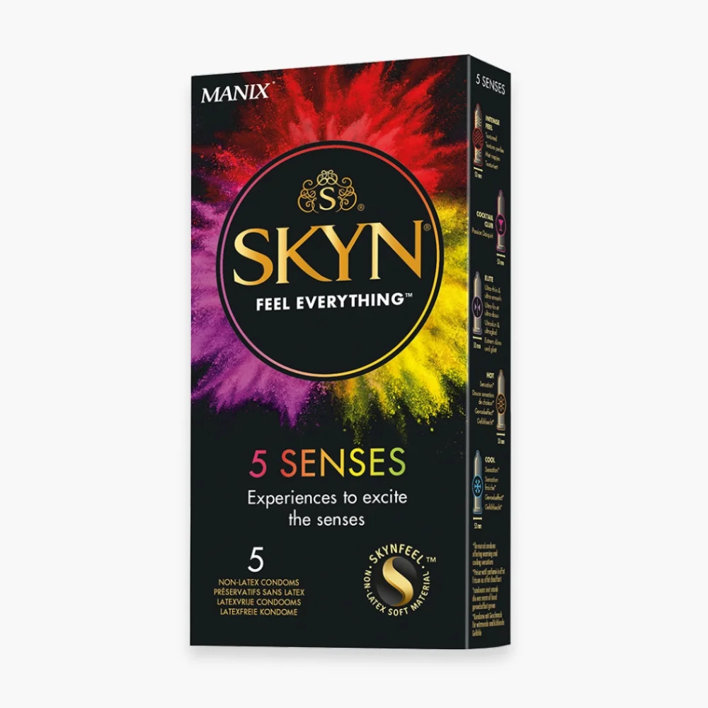 skyn-preservatif-5-senses-intense-feel-cocktail-club-elite-hot-cold-sans-latex-5u.jpg Boîte noire Skyn 5 Senses cinq préservatifs sans latex assortis