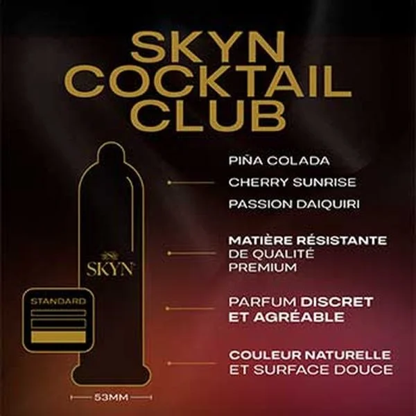 Skyn Préservatif Cocktail Club (Cherry Sunrise, Pina Colada, Daiquiri Passion) 9u – photo 2