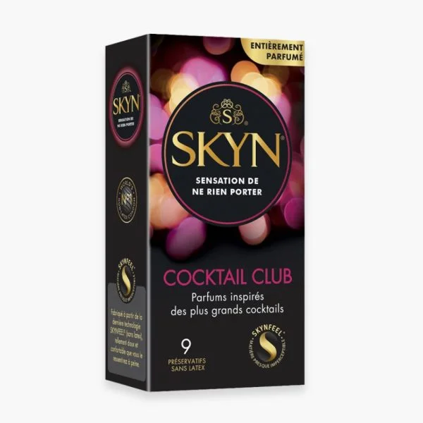 Skyn Préservatif Cocktail Club (Cherry Sunrise, Pina Colada, Daiquiri Passion) 9u