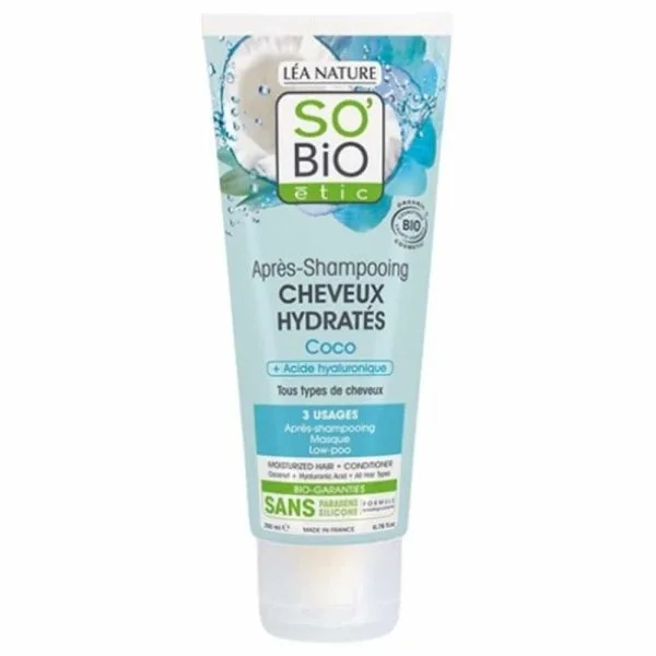 So Bio Après-shampoing Cheveux Hydratés Coco Et Acide Hyaluronique Bio 200ml