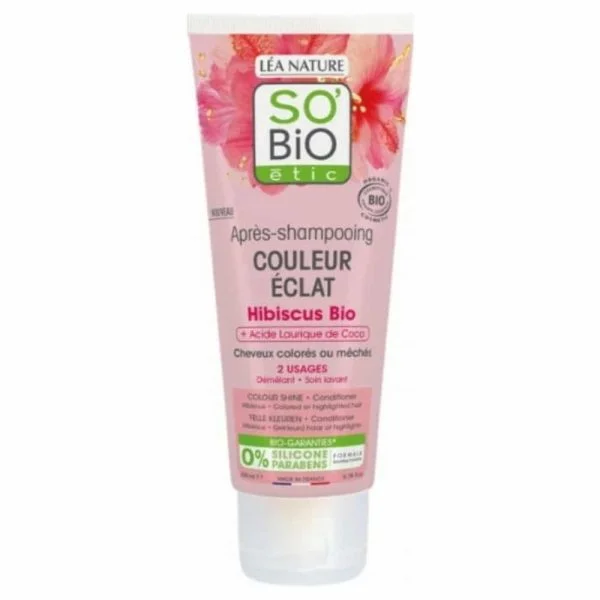 So Bio Après-shampoing Couleur Eclat Hibiscus Bio Et Acide Laurique De Coco Bio 200ml