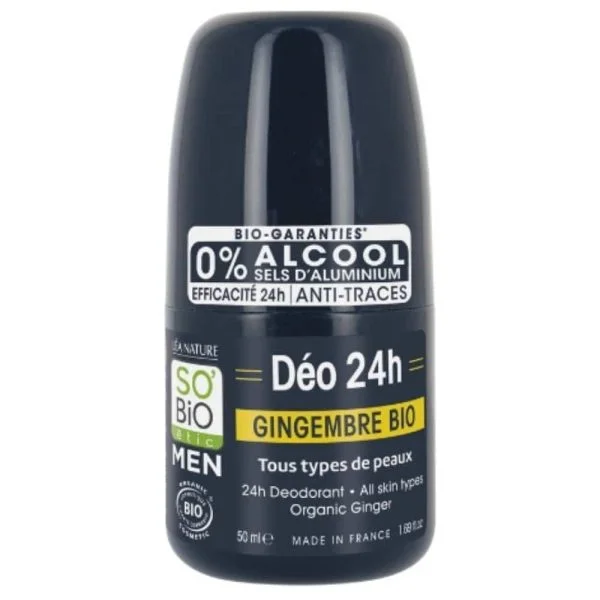 Roll-on bleu nuit So'Bio étic Men déodorant 24h gingembre bio 50 ml