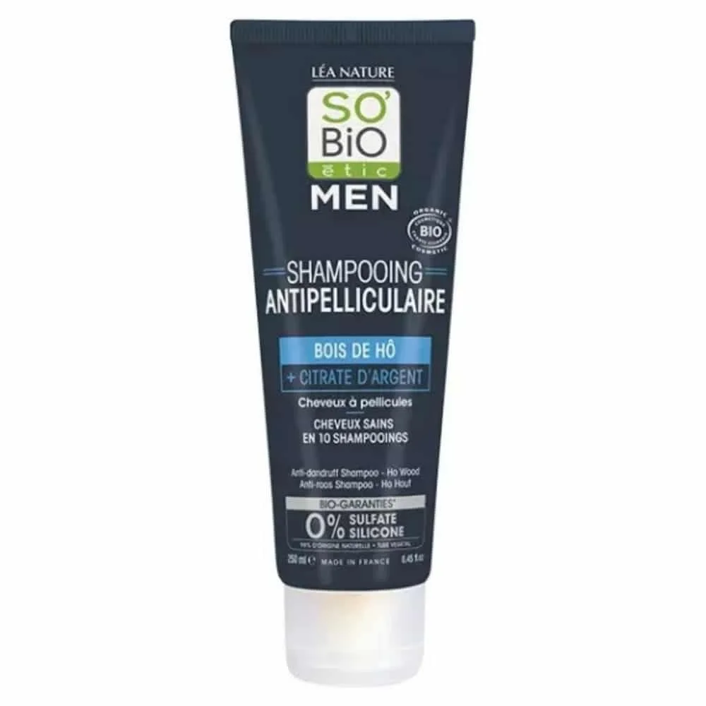 so-bio-men-shampoing-antipelliculaire-bois-de-ho-et-citrate-d-argent-bio-250ml.jpg Tube bleu nuit So'Bio étic Men shampooing antipelliculaire bois de Hô 250 ml