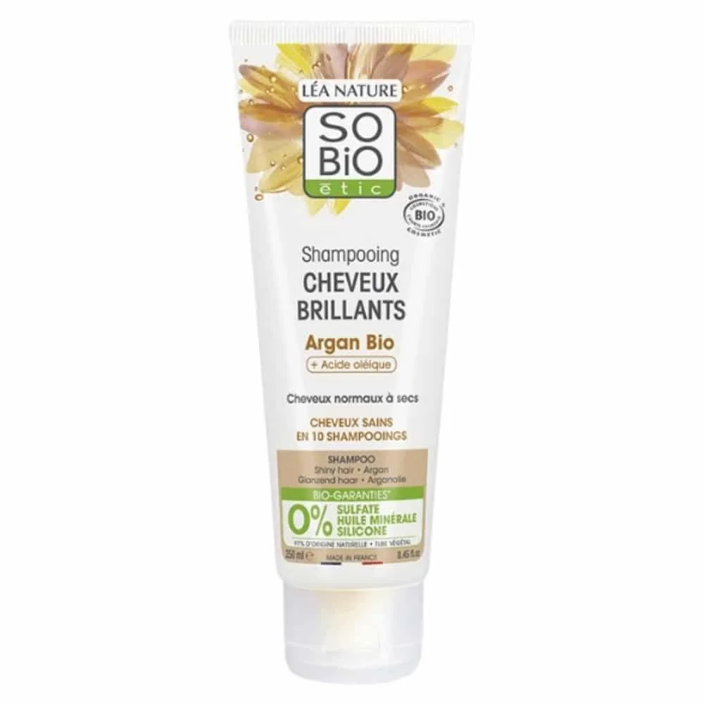 so-bio-shampoing-cheveux-brillants-argan-et-acide-oleique-bio-250ml.jpg Tube beige So'Bio étic shampooing Cheveux Brillants argan bio 250 ml